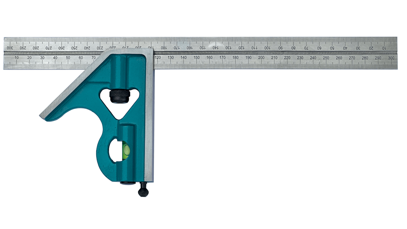 RS PRO Winkelschmiege, Skalen L. 300mm 1/16 and 1/8 on Back Face, 1 mm on Front Side aus Edelstahl, Stahl-Kopf