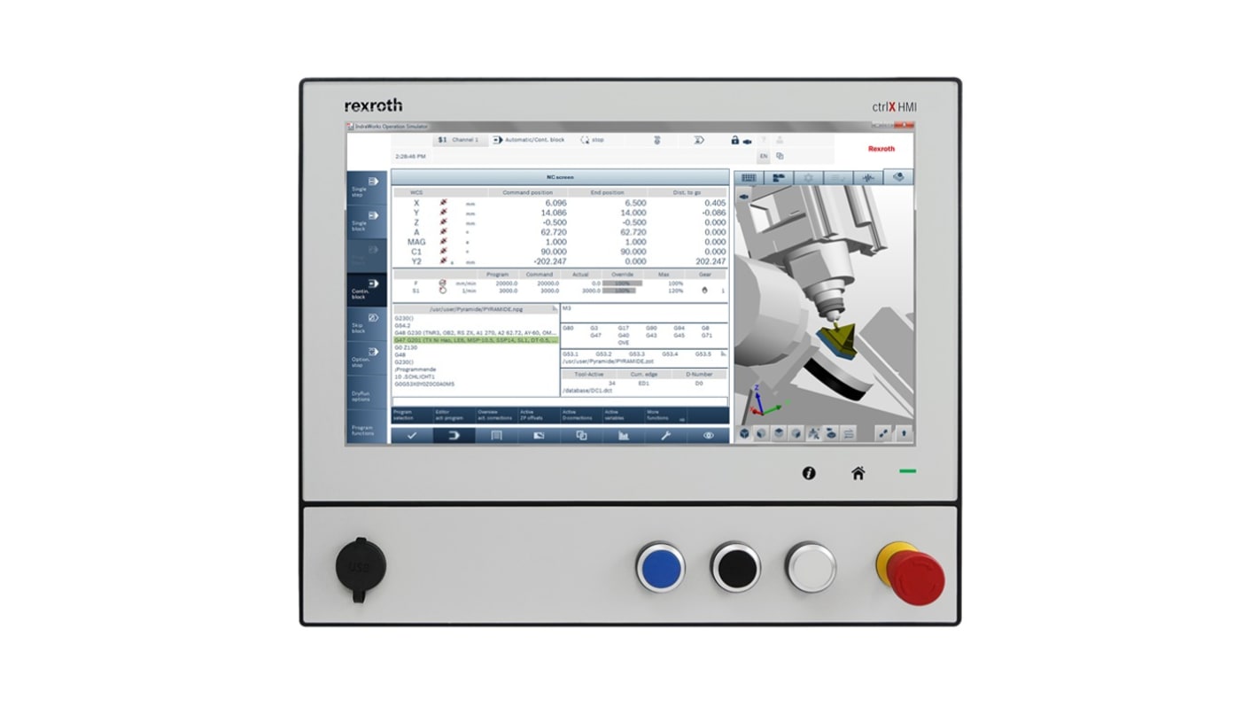 Bosch Rexroth Kijelző 15,6\" LED, DE0015 ctrlX HMI - Házban elhelyezett kijelző, 1366 x 768pixelek 1 db USB2.0 3 db