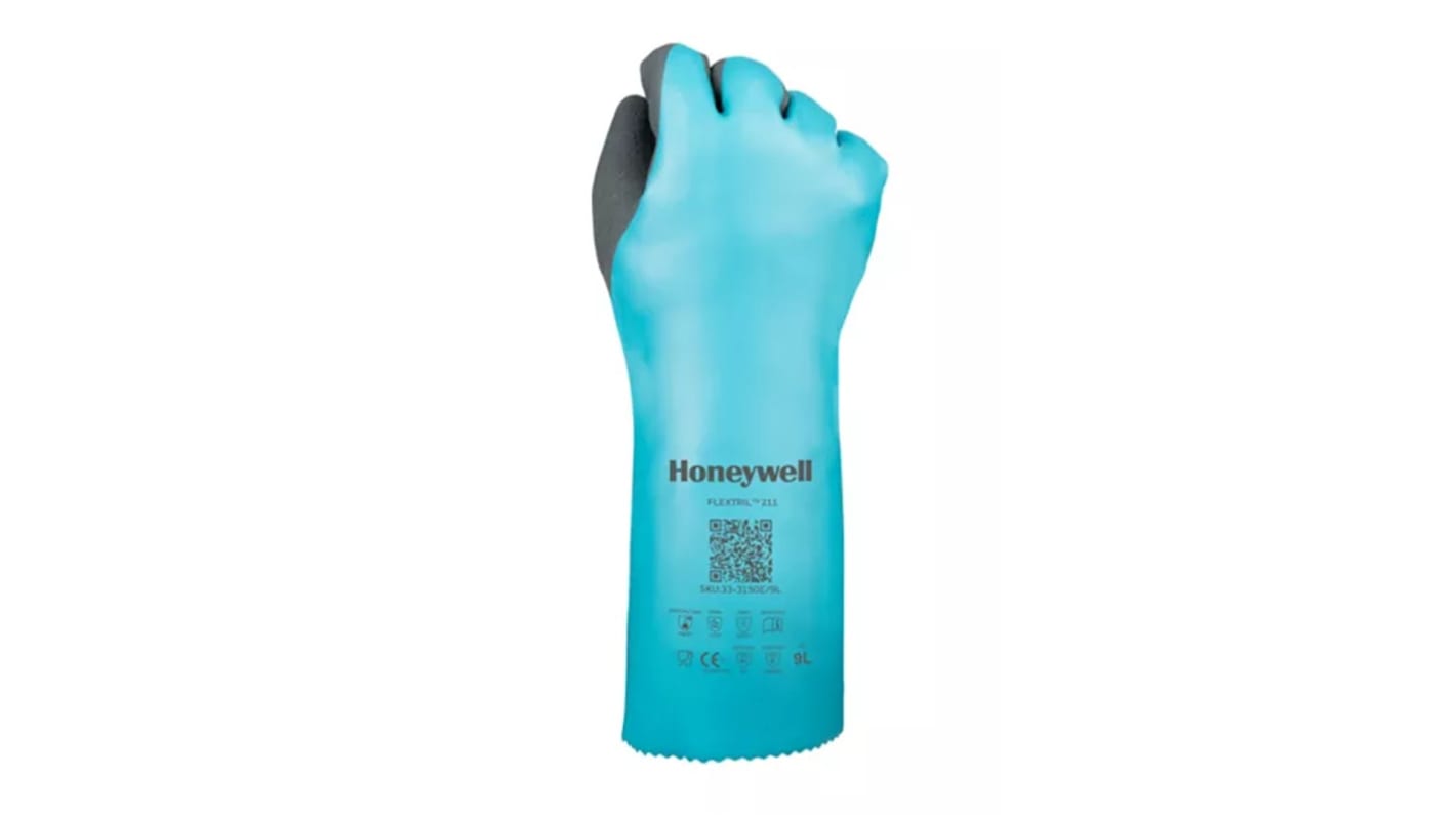 Honeywell Safety FLEXTRIL 211 Black, Green Nitrile Chemical Resistant Gloves, Size 11, Nitrile Coating