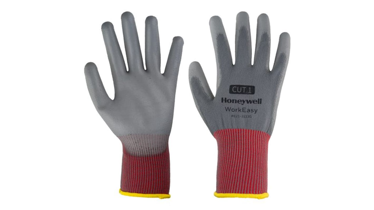 Honeywell Safety WorkEasy 13G GY PU 1 Grey Polyurethane Abrasion Resistant, Tear Resistant Gloves, Size 7, Small,