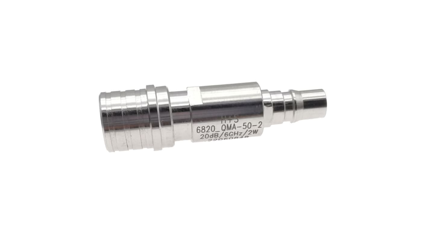 Atenuador de RF Huber+Suhner 6803_QMA-50-2/133_NE, Recto, Conector macho QMA a conector jack QMA 3dB, 6GHz