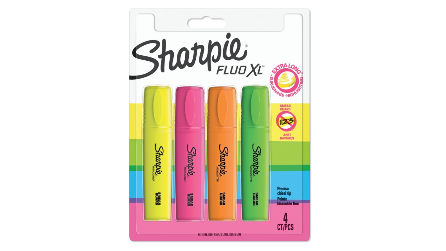 Subrayador Sharpie 1825662 Verde, Naranja, Rosa, Amarillo, 0.75 → 5