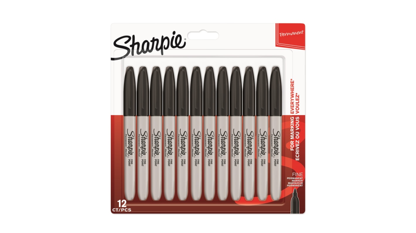 Sharpie Markierstift, Permanentmarker, Fein, Schwarz, Spitzenform: Rund