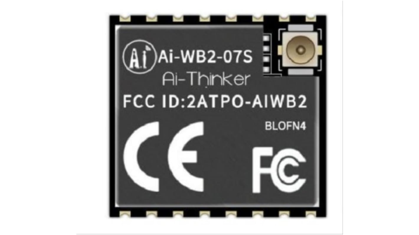 RF Solutions Ai-WB2-07S 2.7 → 3.6V WiFi and Bluetooth Module, IEEE 802.11 b/g/n ADC, GPIO, I2C, SPI, UART