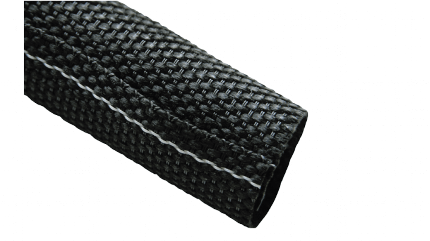 Tenneco Expandable Braided Polyester Black Protective Sleeving, 25mm Diameter, 25m Length, 2000FR Series