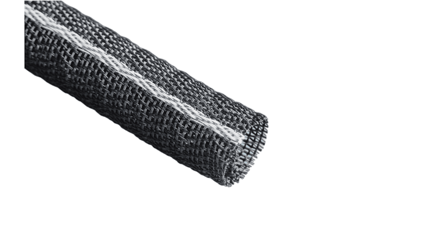 Gaine de protection Tressée 13mm Tenneco, Noir en Polyester, 25m