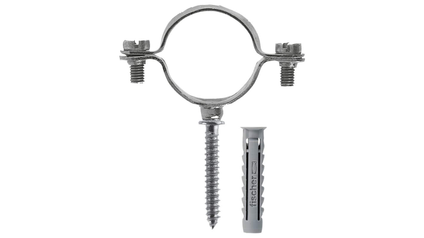 Clip per tubo in Galvanizzato Argento, diametro foro di fissaggio 6mm 16mm