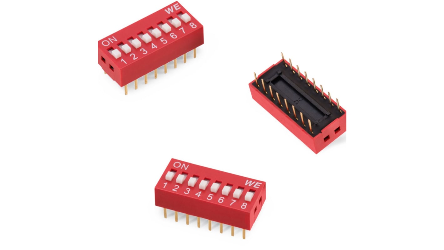 WS-DITV DIP Switch 10p 2.54mm THT  red