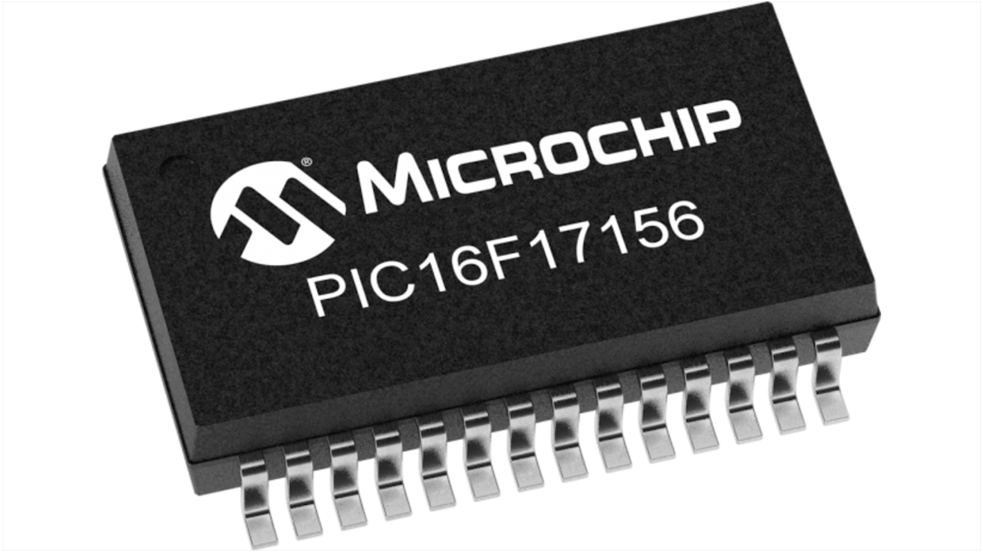 Microcontrolador Microchip PIC16F17156-I/SS, núcleo PIC16 de 8bit, 64MHZ, SSOP de 28 pines