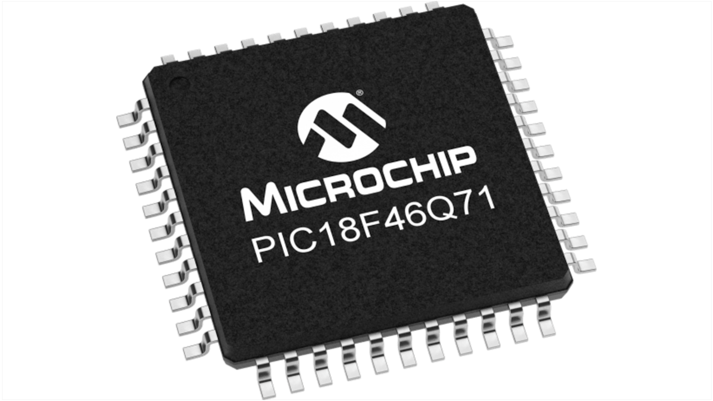 Microcontrolador Microchip PIC18F46Q71-I/PT, núcleo PIC18 de 8bit, 64MHZ, TQFP de 44 pines