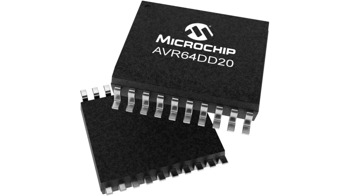 Microchip AVR64DD20-I/SO, 8bit AVR Microcontroller, AVR, 24MHz, 64 KB Flash, 20-Pin SOIC