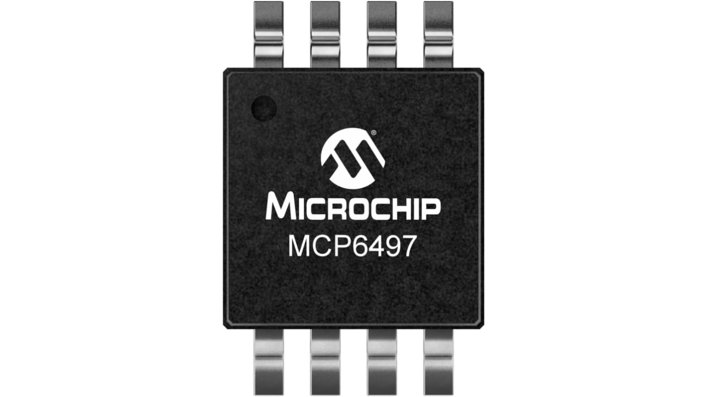 Microchip オペアンプ, 表面実装, 2回路, デュアル電源, MCP6497-E/MS