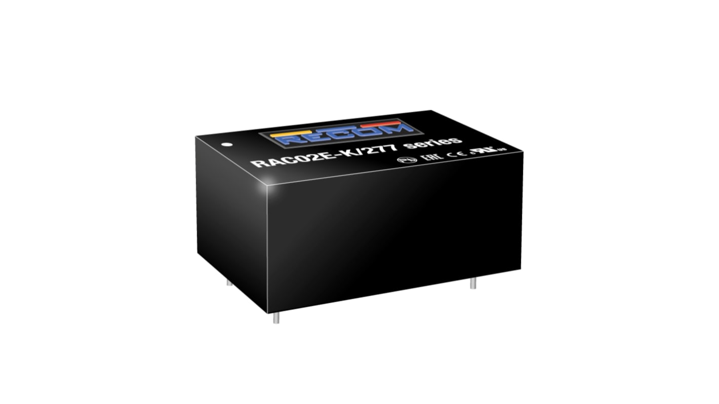 Recom, AC-DC Converter 400mA, 3.3 → 24 V dc 4-Pin, 1.35"x0.88" RAC02E-05SK/277