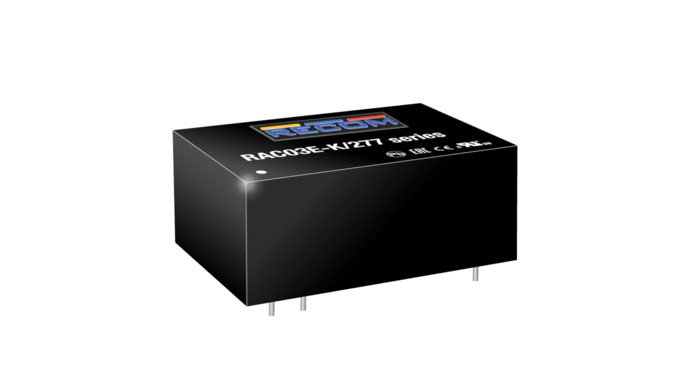 Convertidor ac-dc RAC03E-3.3SK/277, 1,45" x 0,95", 5 pines 900mA