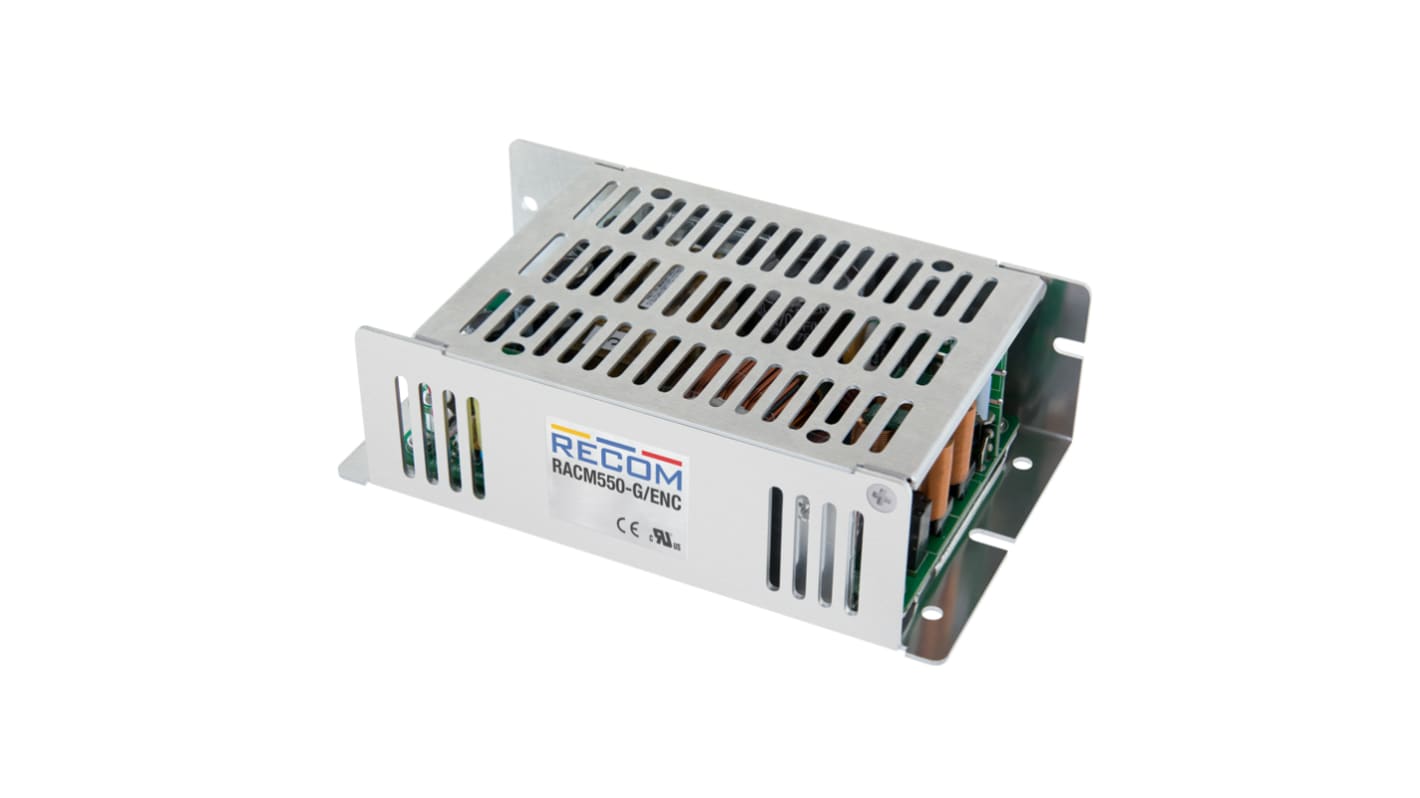 Recom, AC-DC Converter, 24 → 56 V dc, Enclosed 5"x3" RACM550-24SG/ENC