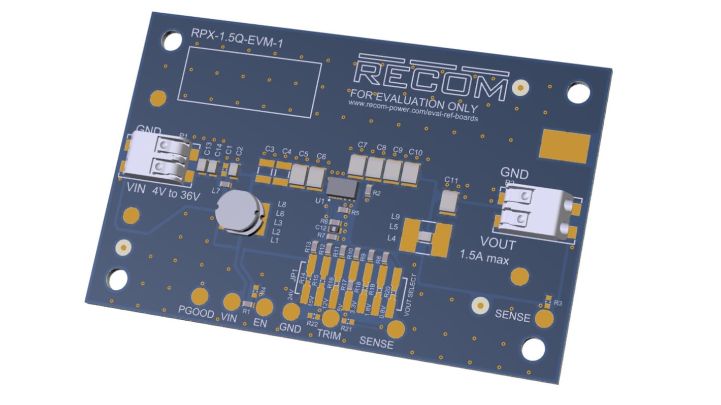 Módulo de evaluación Convertidor dc-dc Recom Evaluation Module - RPX-1.5Q-EVM-1