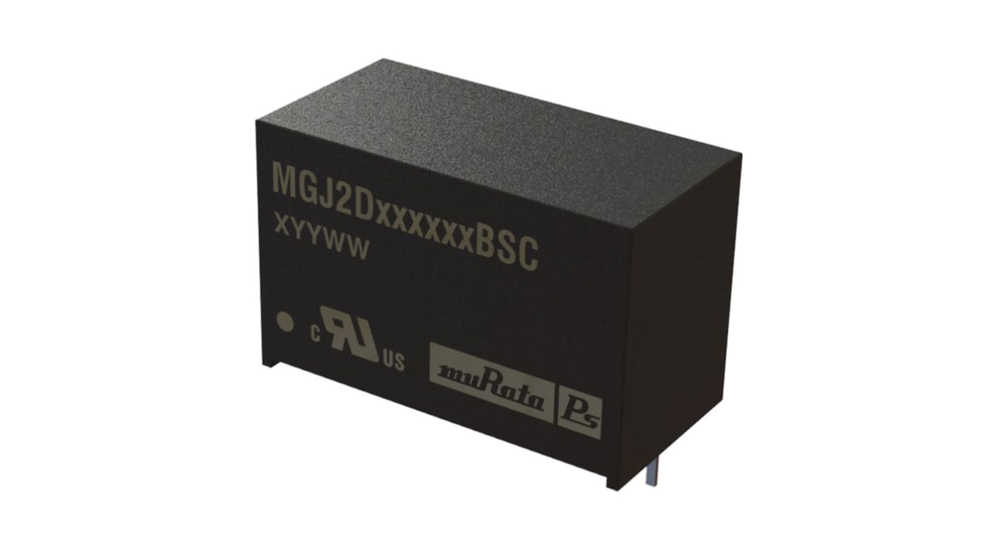 Murata Power Solutions MGJ2B DC-DC Converter, 15V dc/ 40 mA, 80 mA Output, 4.5 → 5.5 V dc Input, 2W, Through