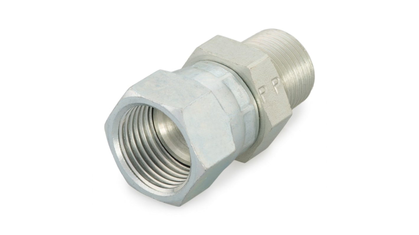 Racor hidráulico, Parker, 10 F6X-S, Connector A NPTF 1/2 macho, Connector B UNF 7/8-14 hembra