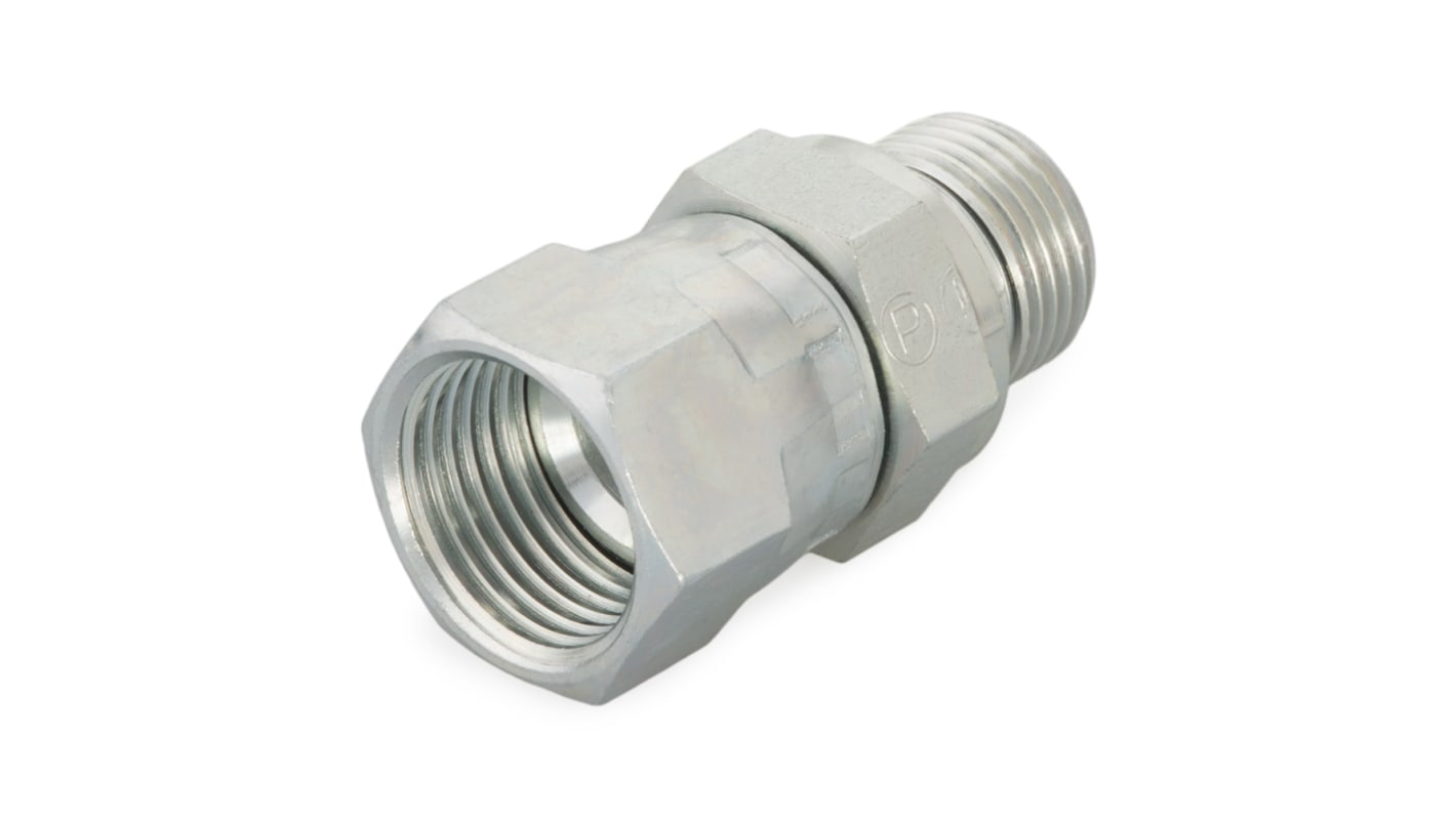 Racor hidráulico, Parker, 10-6F642EDMXS, Connector A Macho BSPP 3/8, Connector B UNF 7/8-14 macho