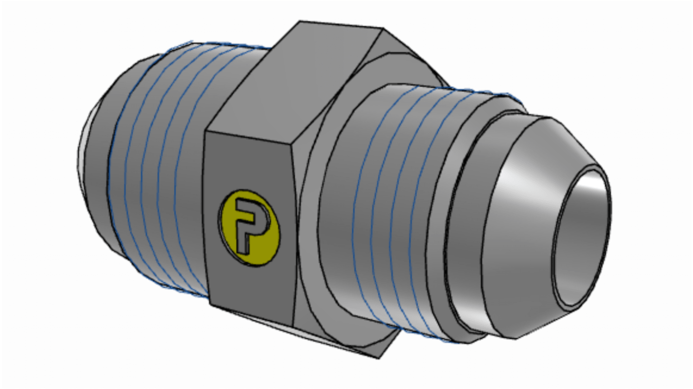 Adattatore filettato intermedio dritto idraulico Parker, connettore A: UNF 7/8-14 maschio, B: UNF 3/4-16 maschio