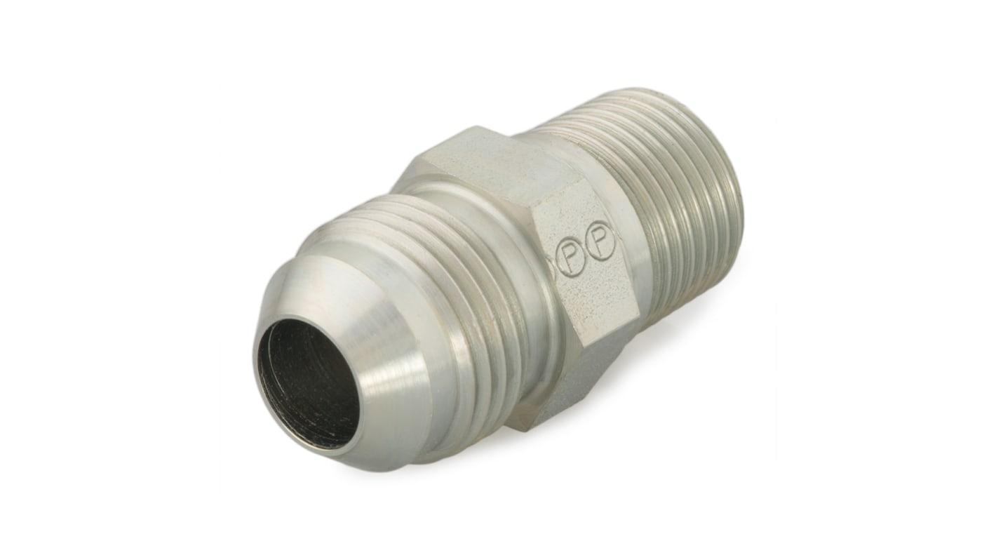 Racor hidráulico, Parker, 10F3MXS, Connector A BSPT 1/2 macho, Connector B UNF 7/8-14 macho