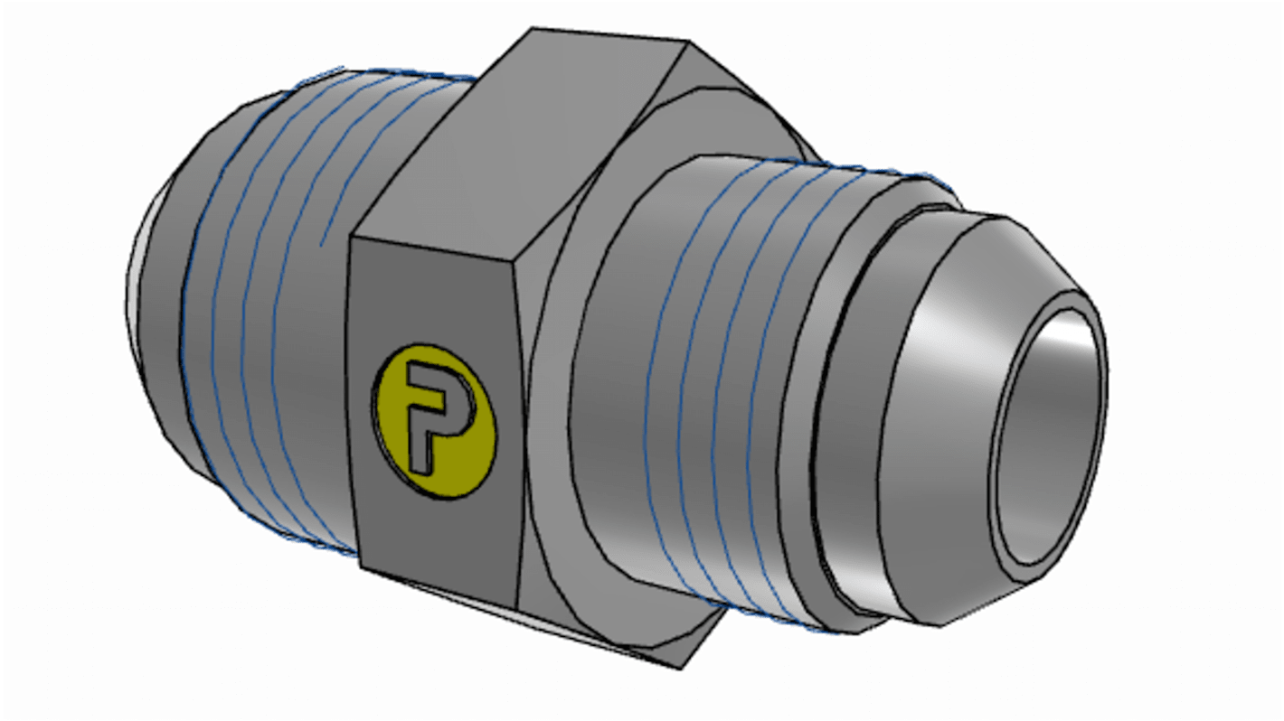 Racor hidráulico, Parker, 12-10HMTXS, Connector A UNF 1 1/16-12 macho, Connector B UNF 7/8-14 macho