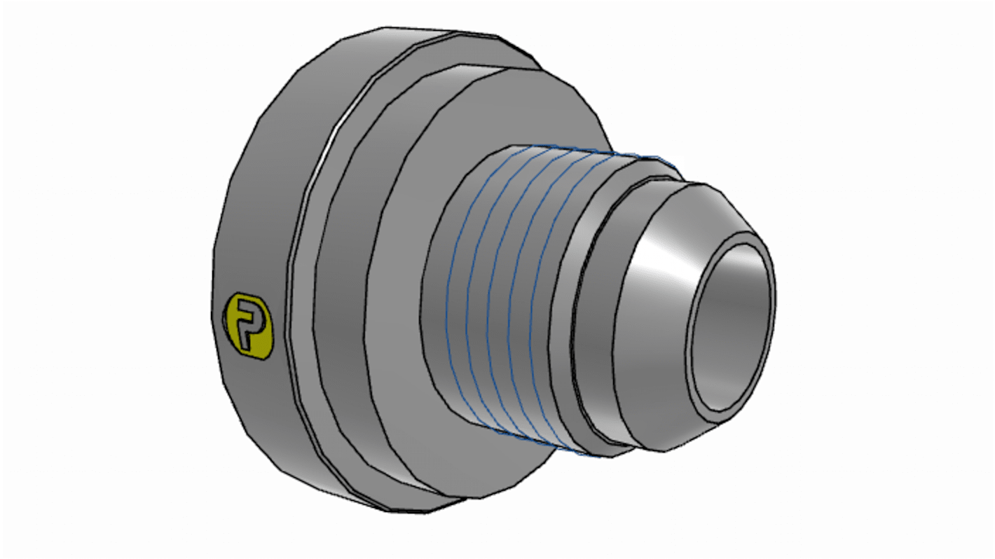 Riduttore filettato dritto idraulico Parker, connettore A: UNF 1 5/8-12 femmina, B: UNF 7/8-14 maschio