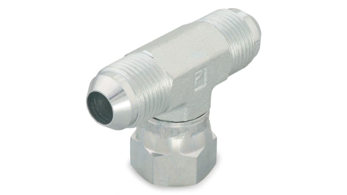 Parker Hydraulic Tee Threaded Adaptor UNF 7/16-20 Male to UNF 7/16-20 Female, 4 S6X-S