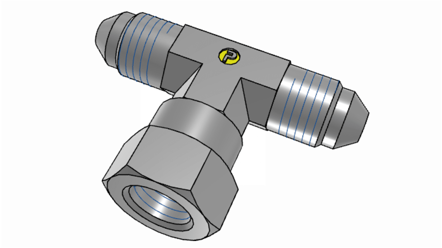 Parker Hydraulic Swivel Nut Tee UNF 7/16-20 Male to UNF 7/16-20 Female, 4S6MXS