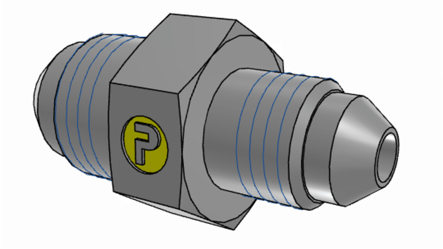 Racor hidráulico, Parker, 6-4HMTXS, Connector A UNF 9/16-18 macho, Connector B UNF 7/16-20 macho