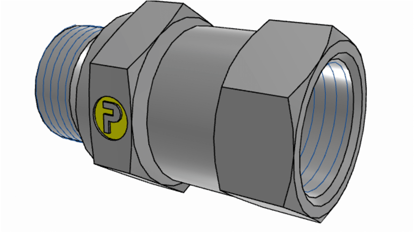 Parker Hydraulic Male Stud M18 Male to UNF 3/416 Female, 8M18F682EDMXS
