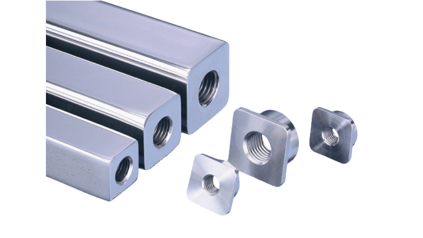 Nu-Tech Engineering Square Stainless Steel Tube Insert, M16, 2000kg Static Load Capacity