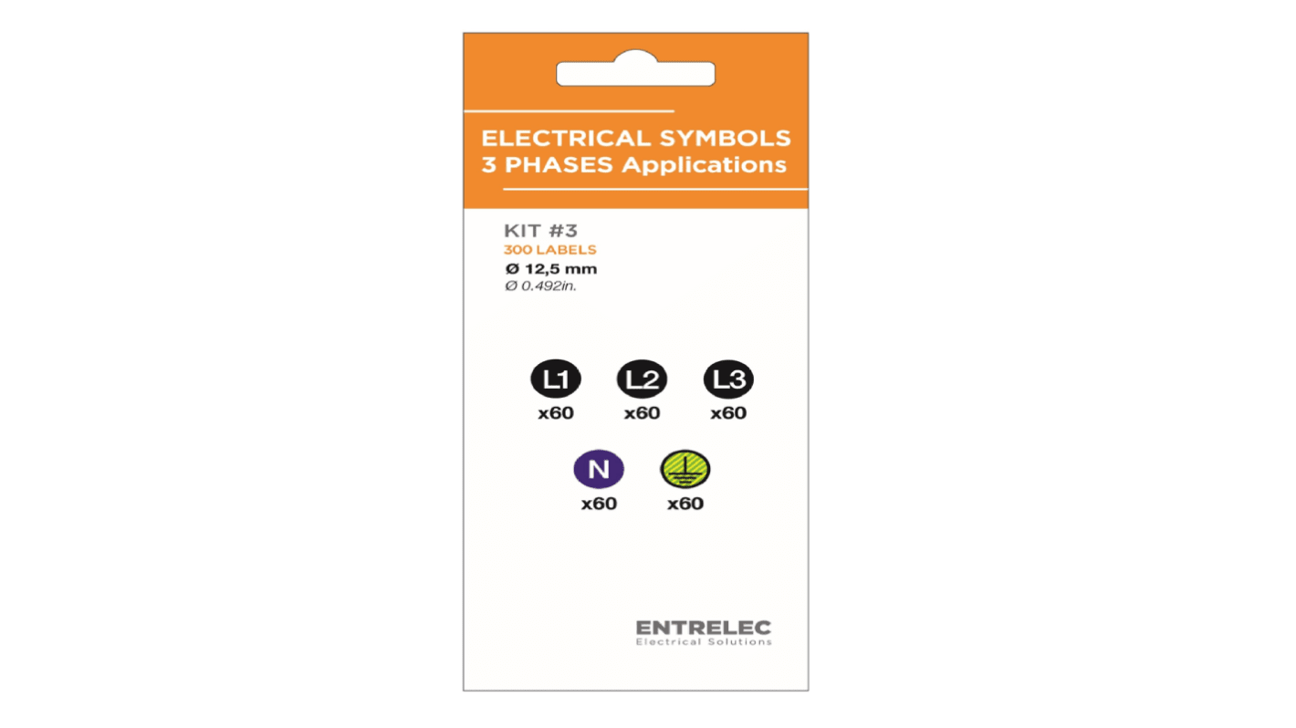 Entrelec 300Pro Blatt Sicherheitszeichen, Schwarz, H 12,5 mm B 12.5mm, D.=12.5mm