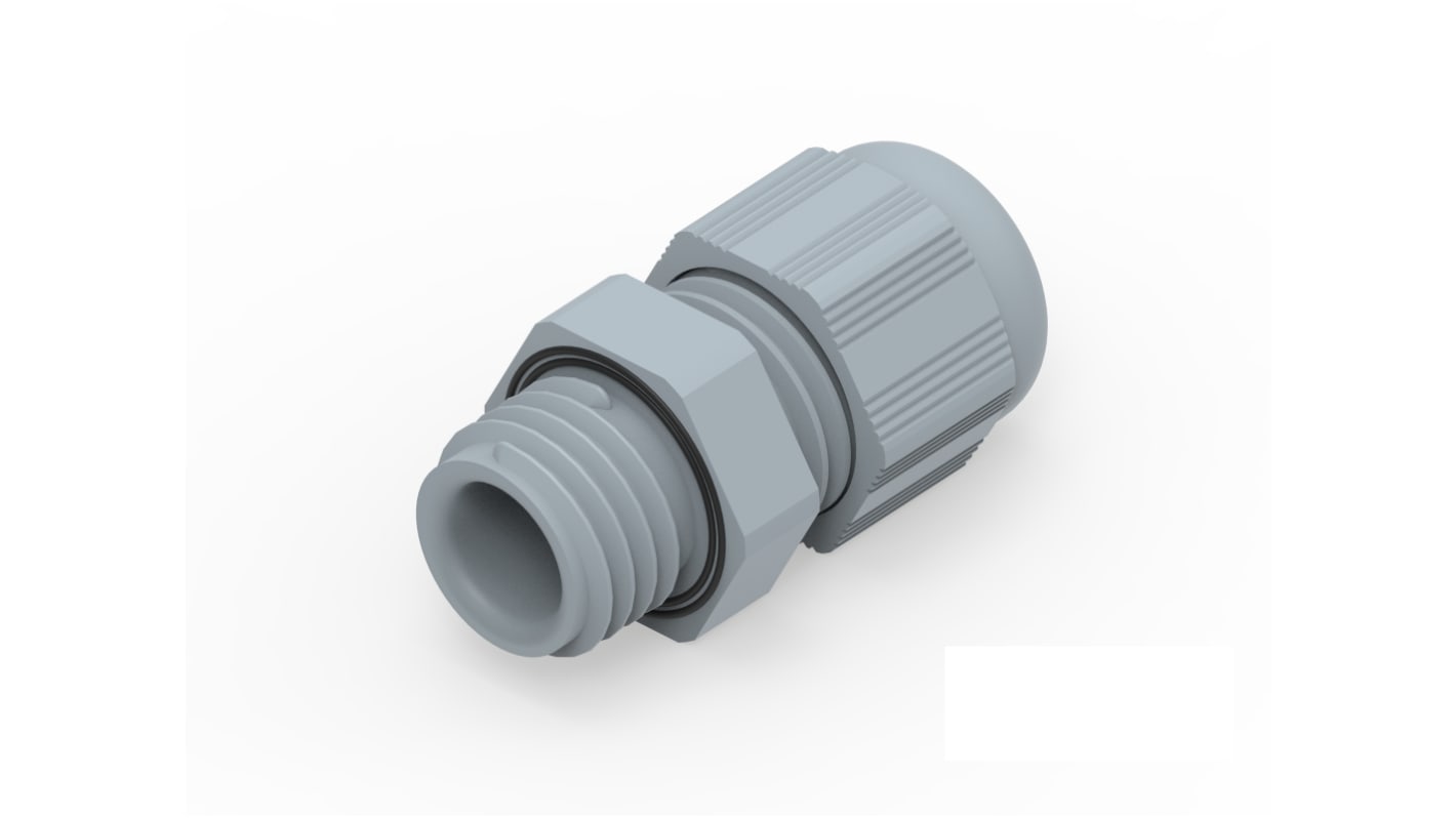 1SNG Series Grey PA 6 Cable Gland, M12 Thread, 3mm Min, 6.5mm Max, IP66, IP68