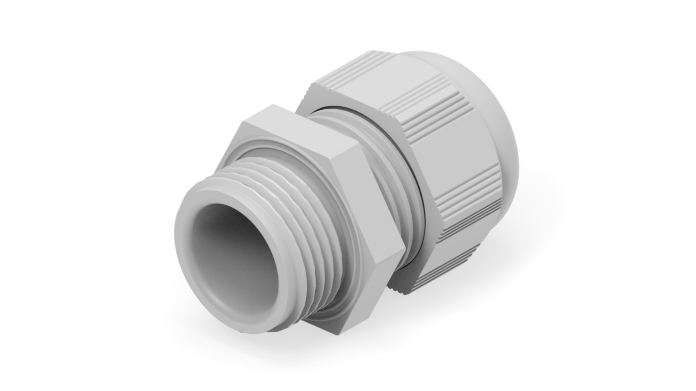1SNG Series Light Grey PA 6 Cable Gland, M20 Thread, 6mm Min, 12mm Max, IP66, IP68