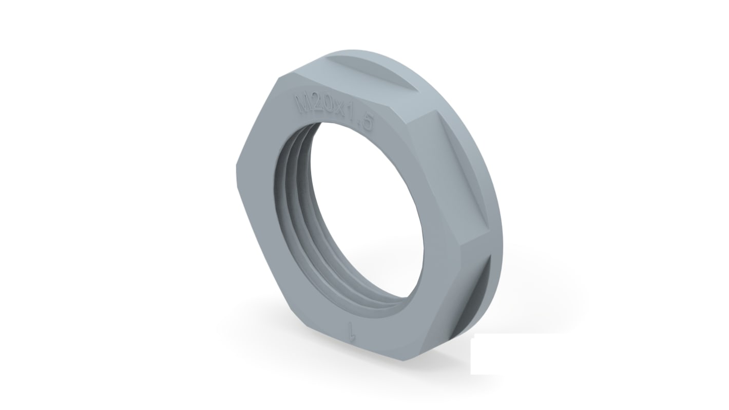1SNG607008R0000 | Grey UL 94 V2 PA 6 Cable Gland Locknut, M20 Thread | RS
