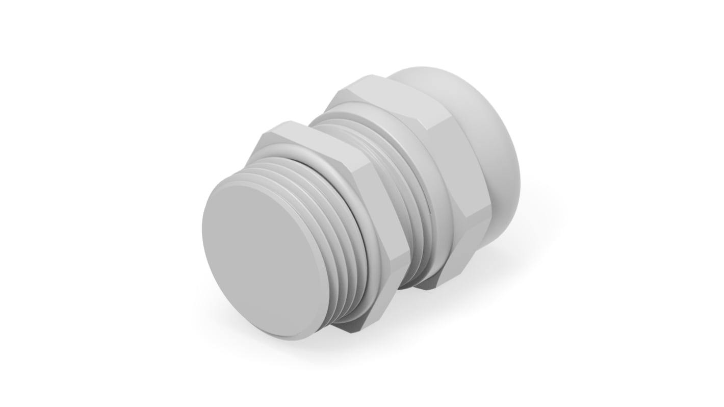1SNG Series Light Grey PA 6 Cable Gland, M16 Thread, 4mm Min, 8mm Max, IP66, IP68