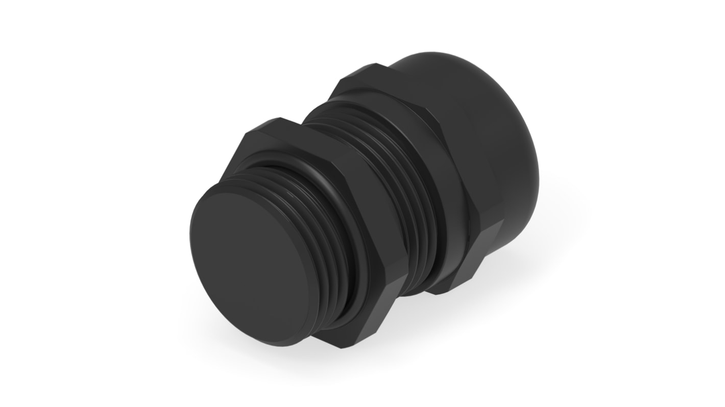 1SNG Series Black PA 6 Cable Gland, M12 Thread, 4mm Min, 8mm Max, IP66, IP68