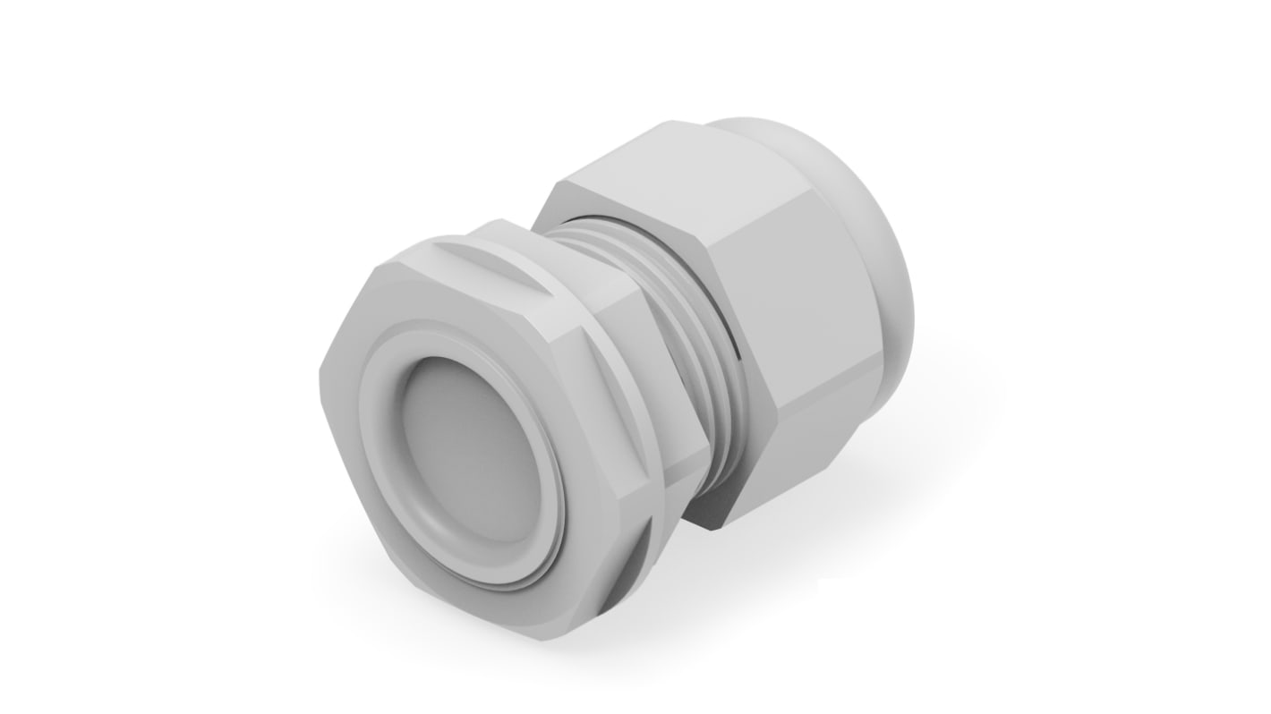 1SNG Series Light Grey PA 6 Cable Gland, M25 Thread, 11mm Min, 17mm Max, IP66, IP68