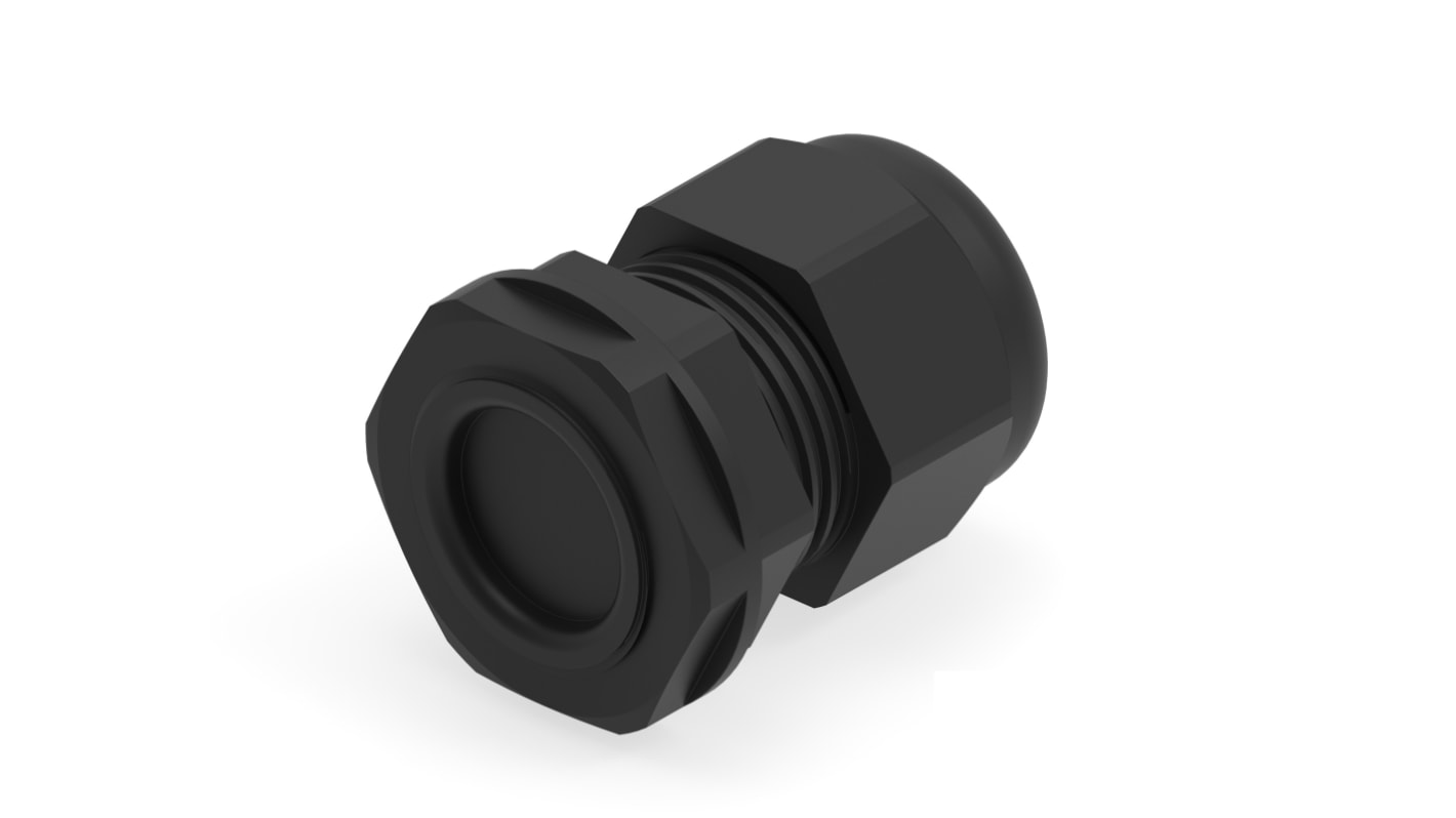 1SNG Series Black PA 6 Cable Gland, M25 Thread, 11mm Min, 17mm Max, IP66, IP68