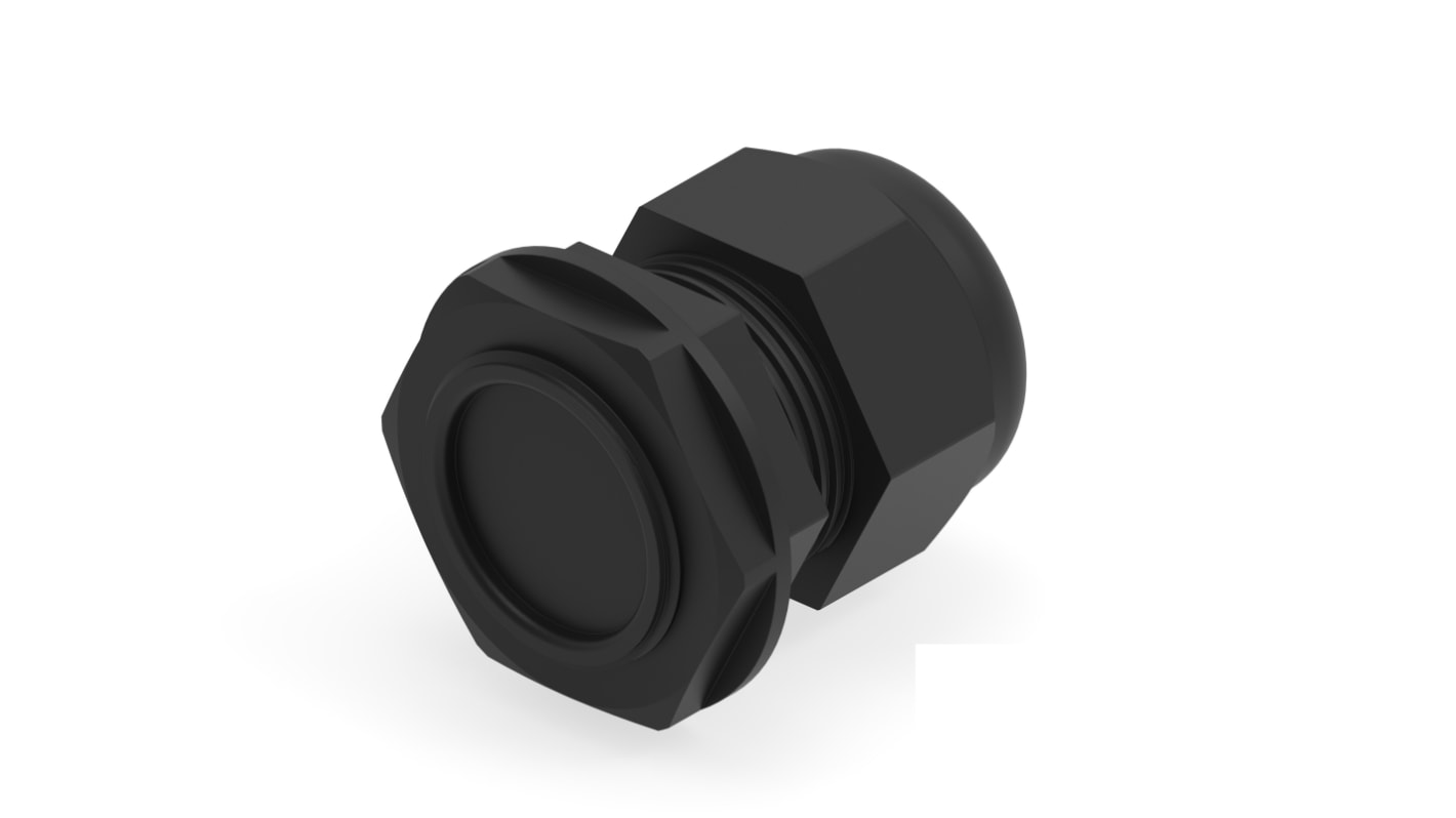 1SNG Series Black PA 6 Cable Gland, M32 Thread, 15mm Min, 21mm Max, IP66, IP68