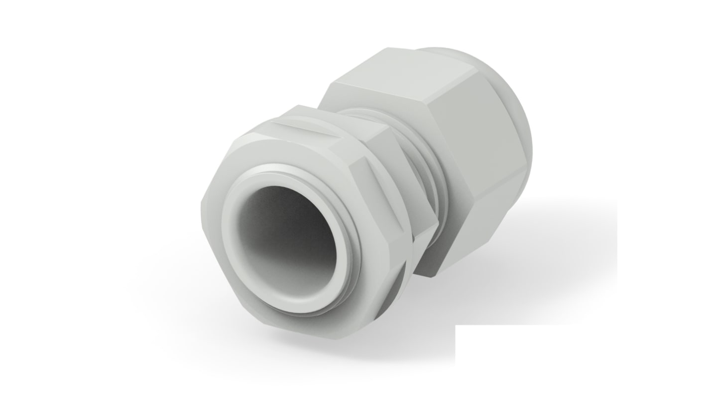 1SNG Series Light Grey PA 6 Cable Gland, PG11 Thread, 5mm Min, 10mm Max, IP66, IP68
