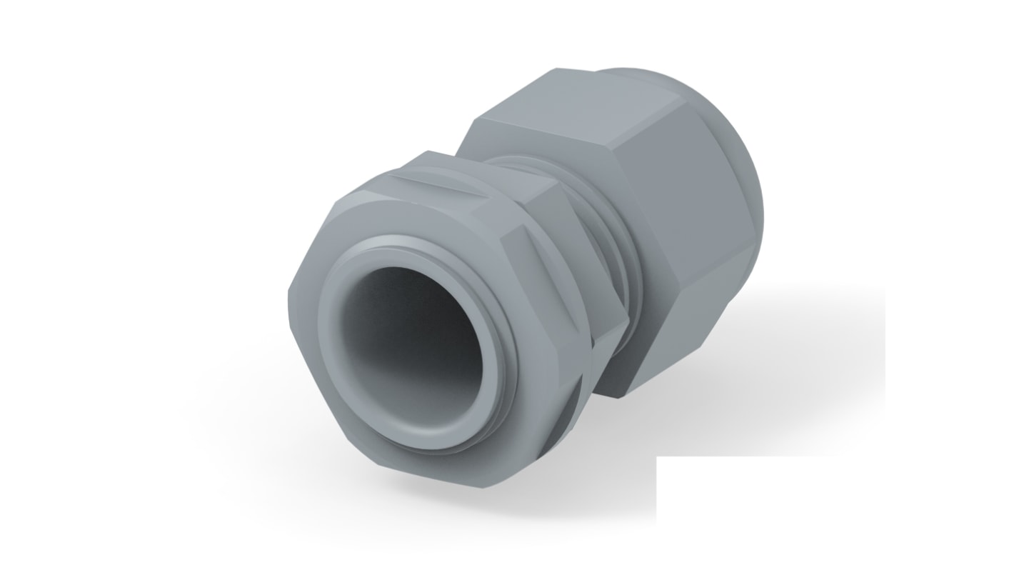 1SNG Series Grey PA 6 Cable Gland, PG11 Thread, 5mm Min, 10mm Max, IP66, IP68