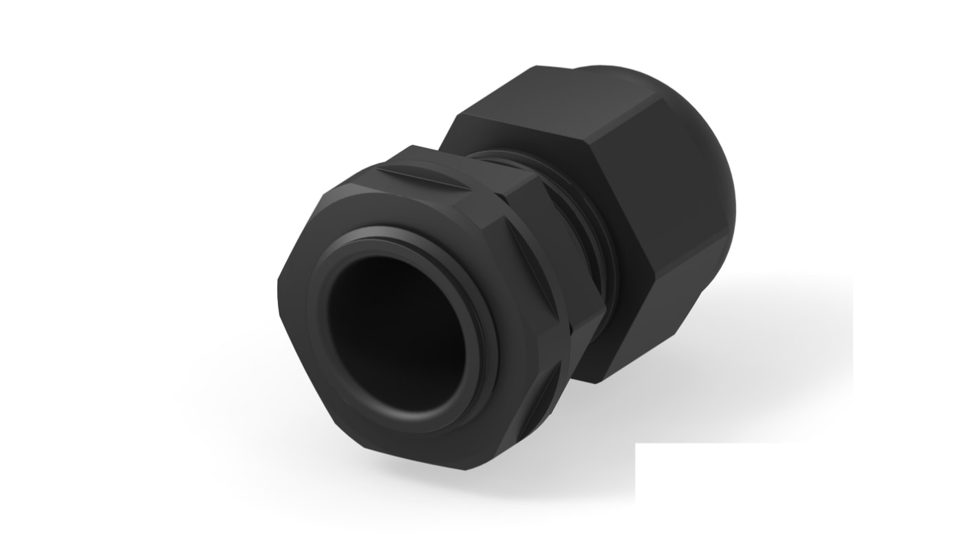 1SNG Series Black PA 6 Cable Gland, PG11 Thread, 5mm Min, 10mm Max, IP66, IP68