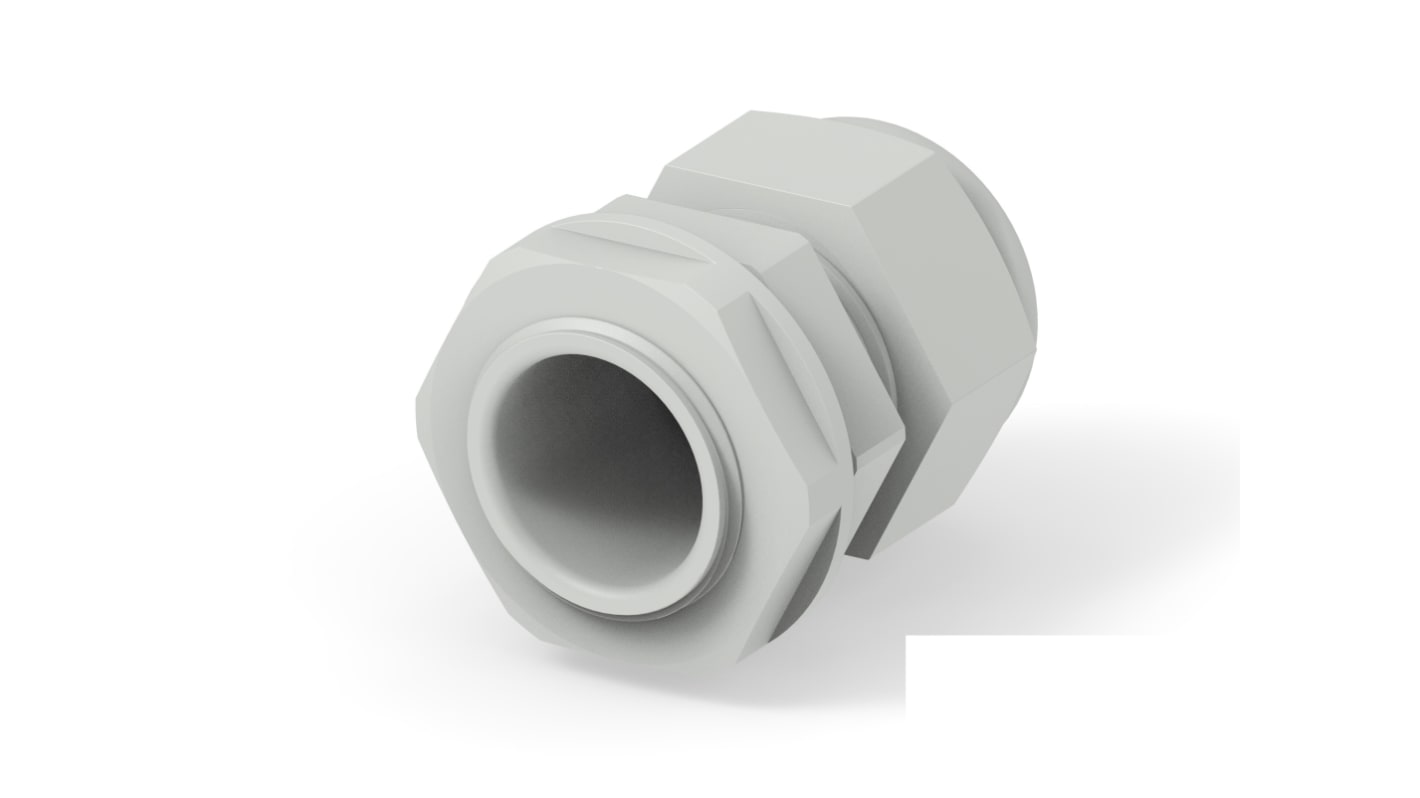 1SNG Series Light Grey PA 6 Cable Gland, PG16 Thread, 10mm Min, 14mm Max, IP66, IP68