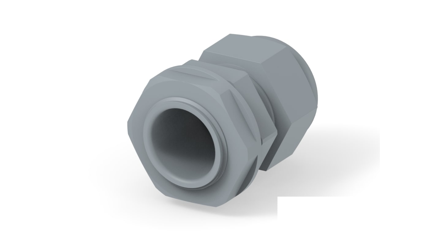 1SNG Series Grey PA 6 Cable Gland, PG16 Thread, 10mm Min, 14mm Max, IP66, IP68