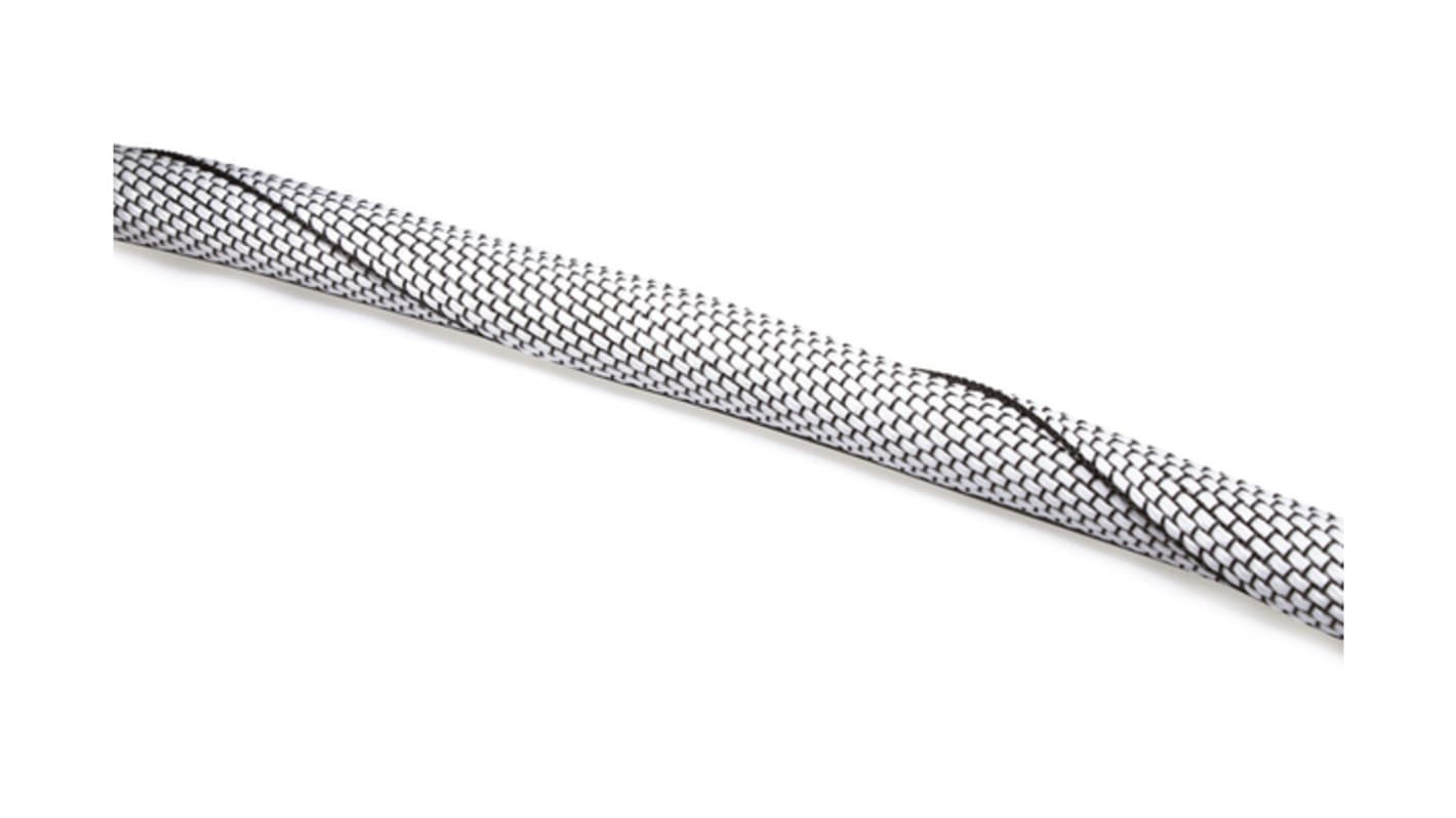 HellermannTyton Expandable Braided Fibreglass PET Grey Cable Sleeve, 19mm Diameter, 25m Length, Twist Series