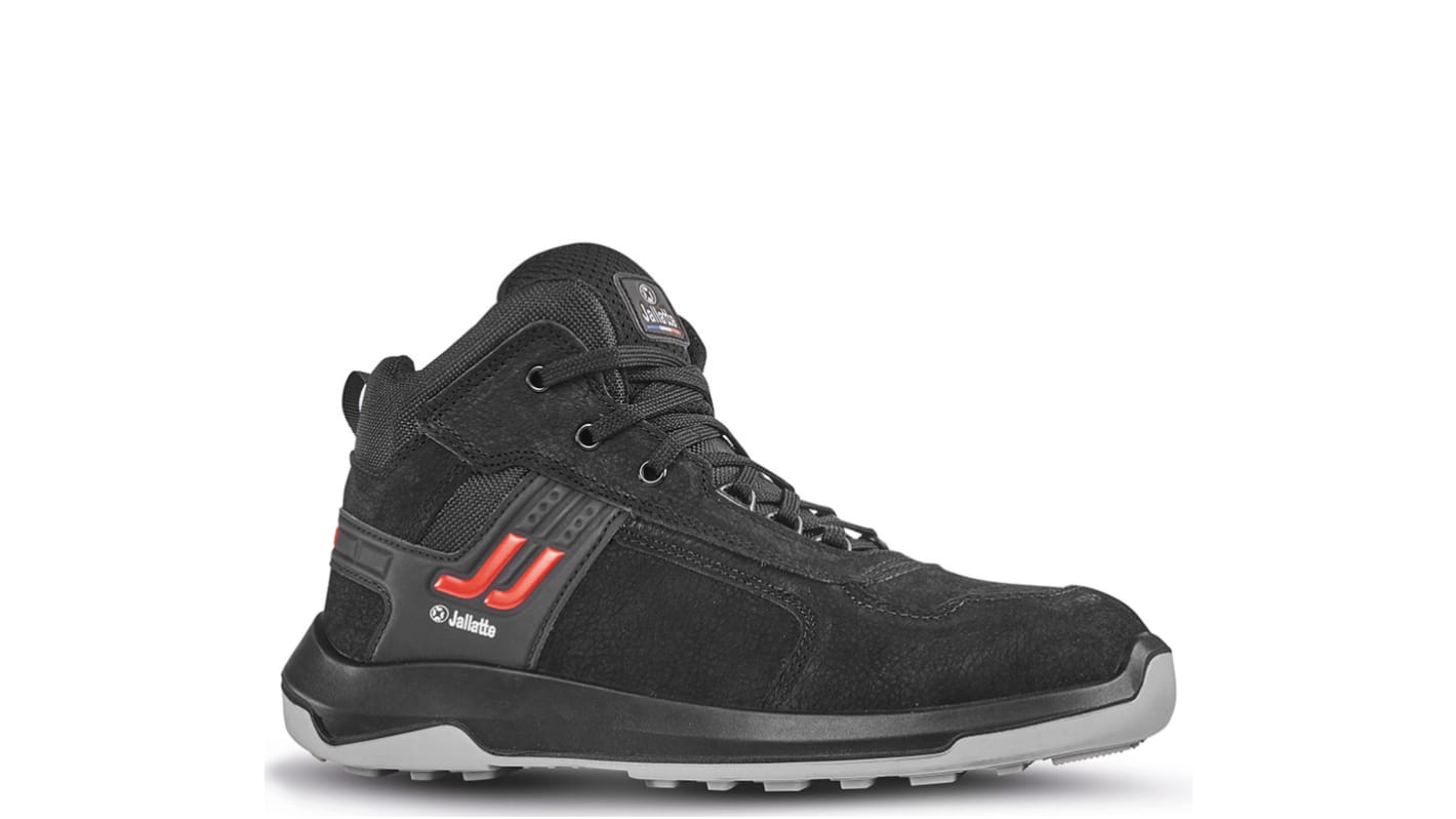 Jallatte JALHYRA JX907 Black, Grey, Red Aluminium Toe Capped Unisex Safety Shoes, UK 2, EU 35