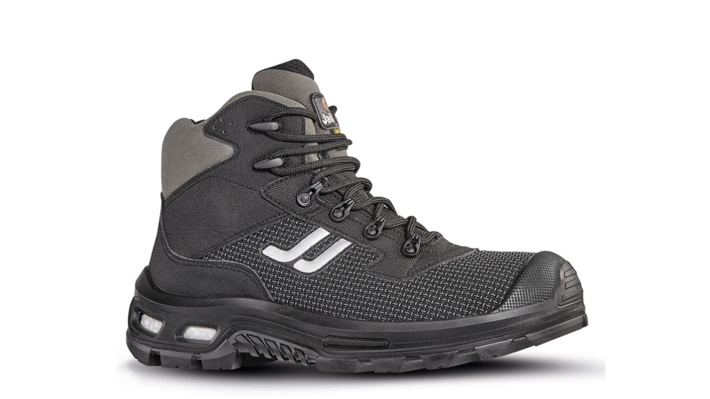 Jallatte JALNORA JY252 Black, Grey ESD Safe Aluminium Toe Capped Men's Safety Shoes, UK 8, EU 42