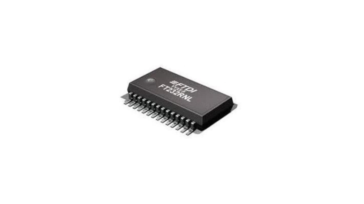 FTDI Chip USB – soros UART FT232RNL-REEL, USB – UART, 1.8. → 5 V, 28-tüskés, SSOP